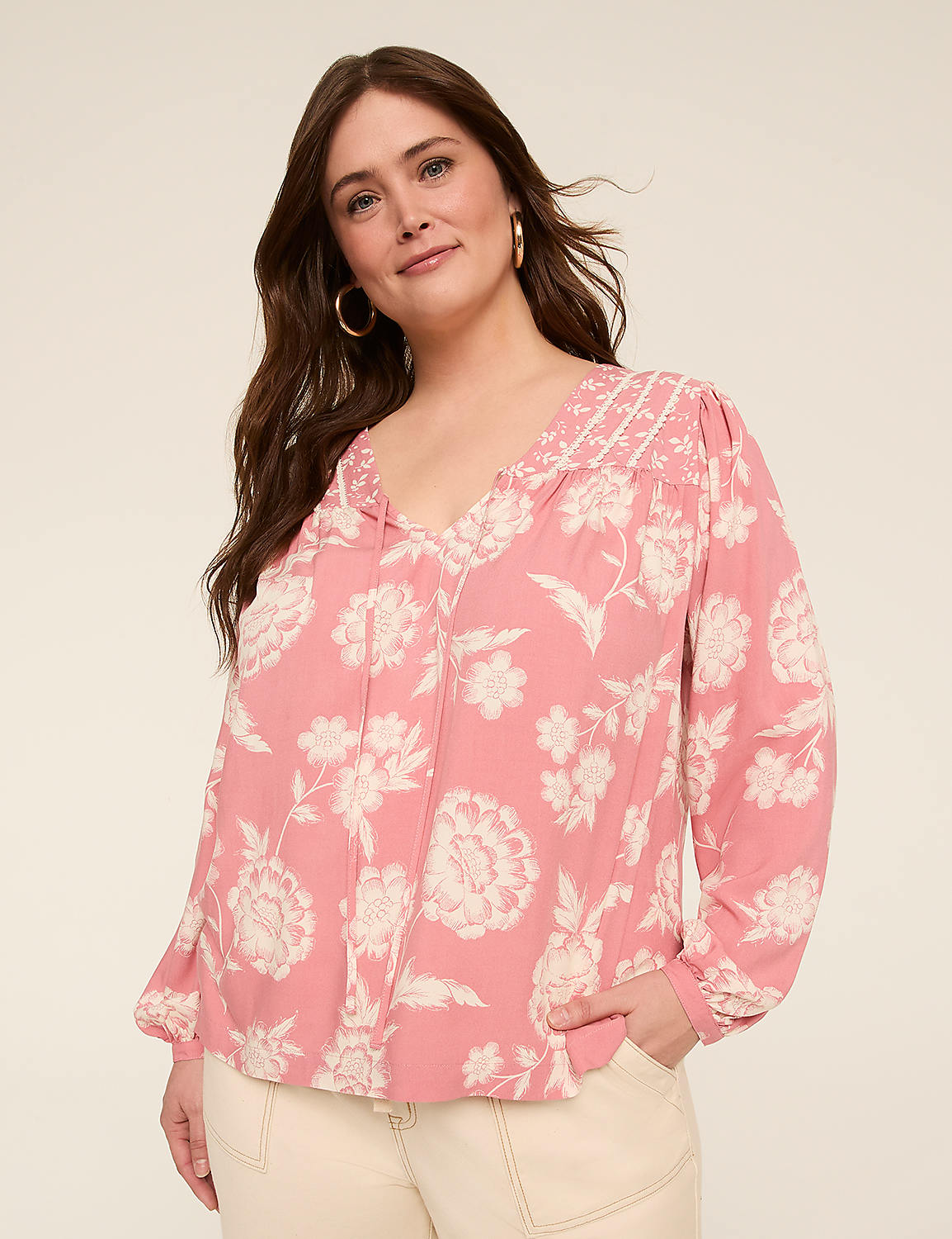 V-Neck Popover Blouse Product Image 1