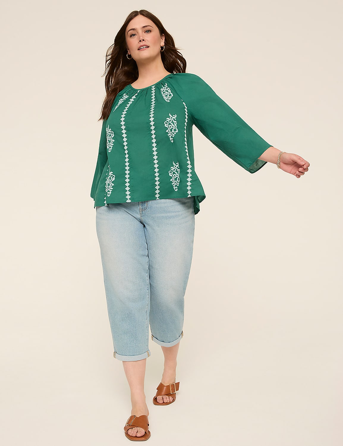 Bracelet Sleeve Embroidered Blouse Product Image 3