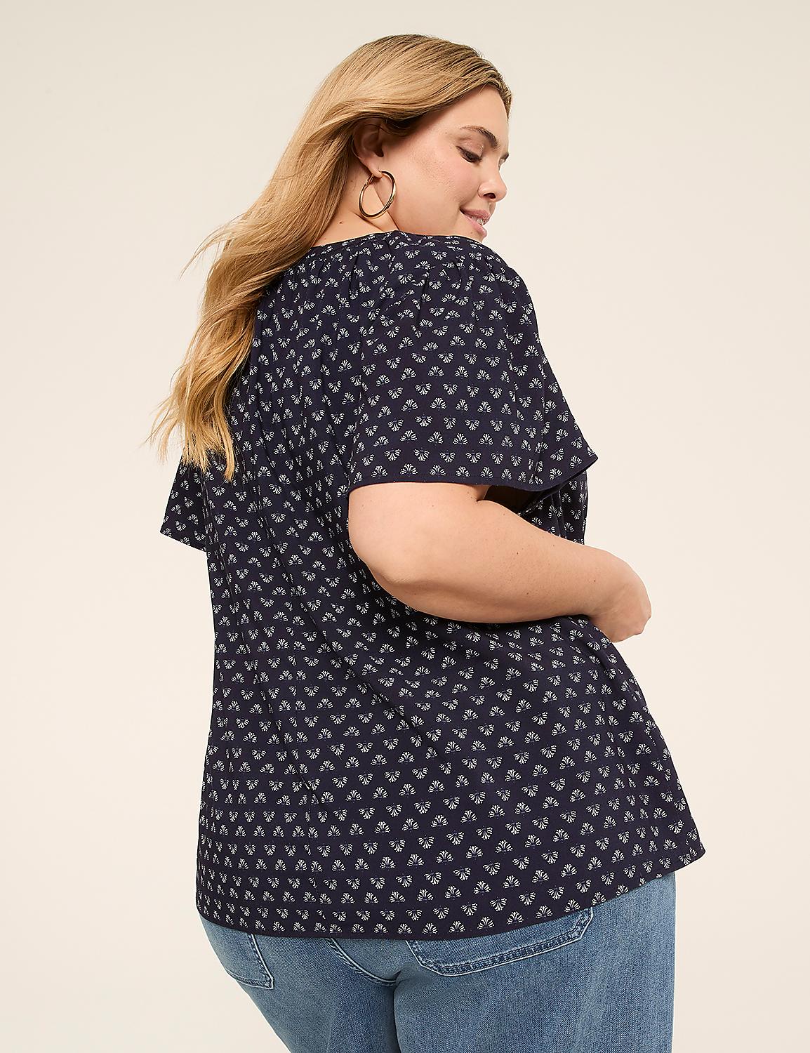 Short-Flutter-Sleeve V-Neck Popover Top Product Image 2