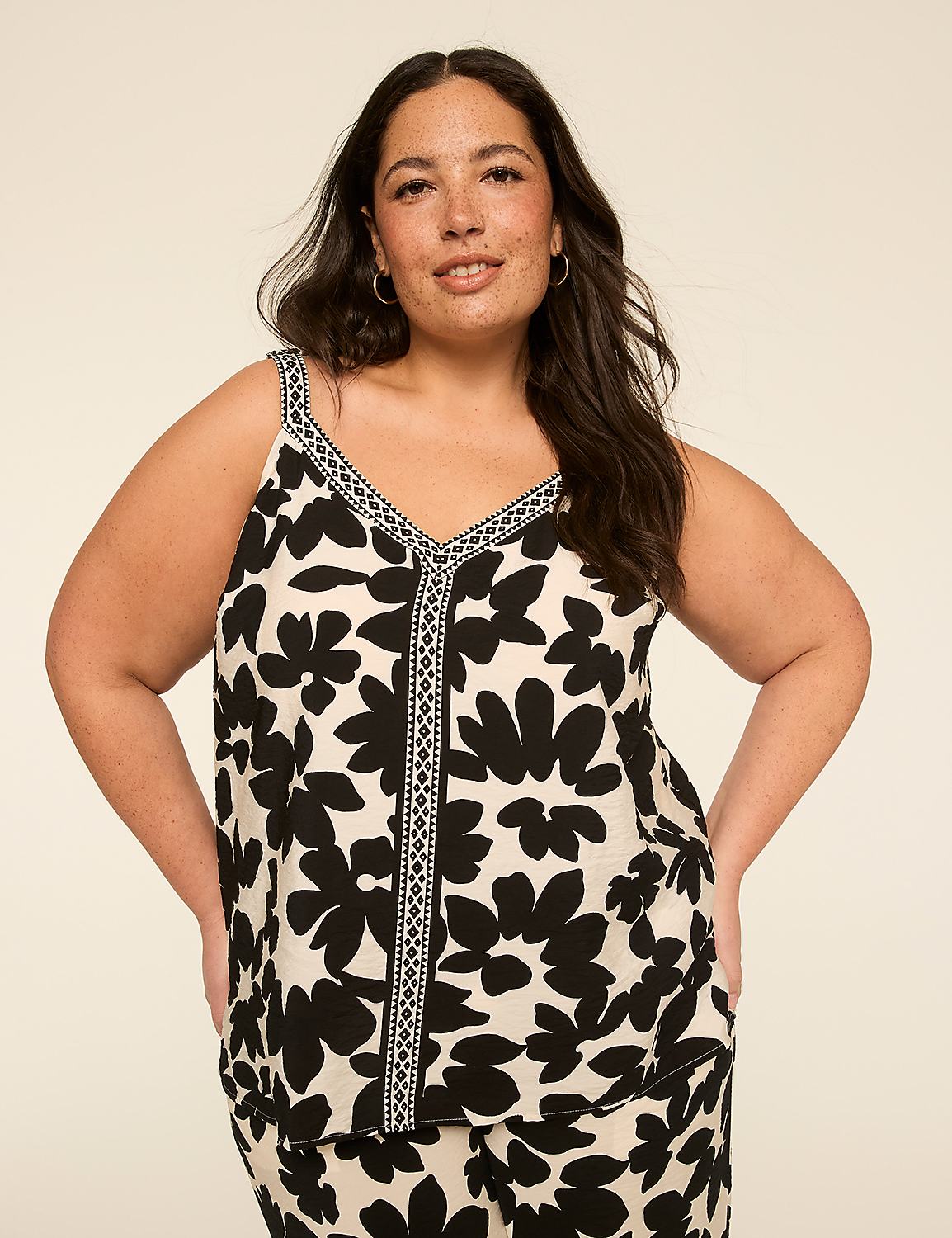 V-Neck Woven Tank Product Image 1