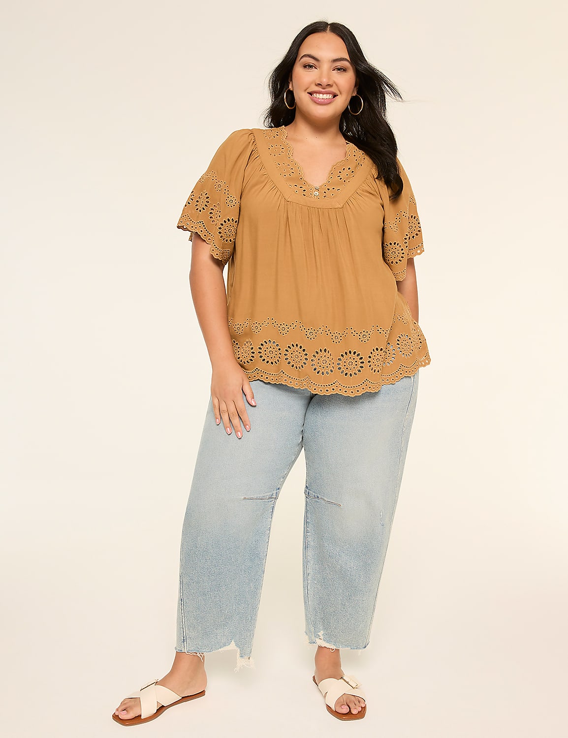 Swing V-Neck Eyelet Blouse Product Image 3