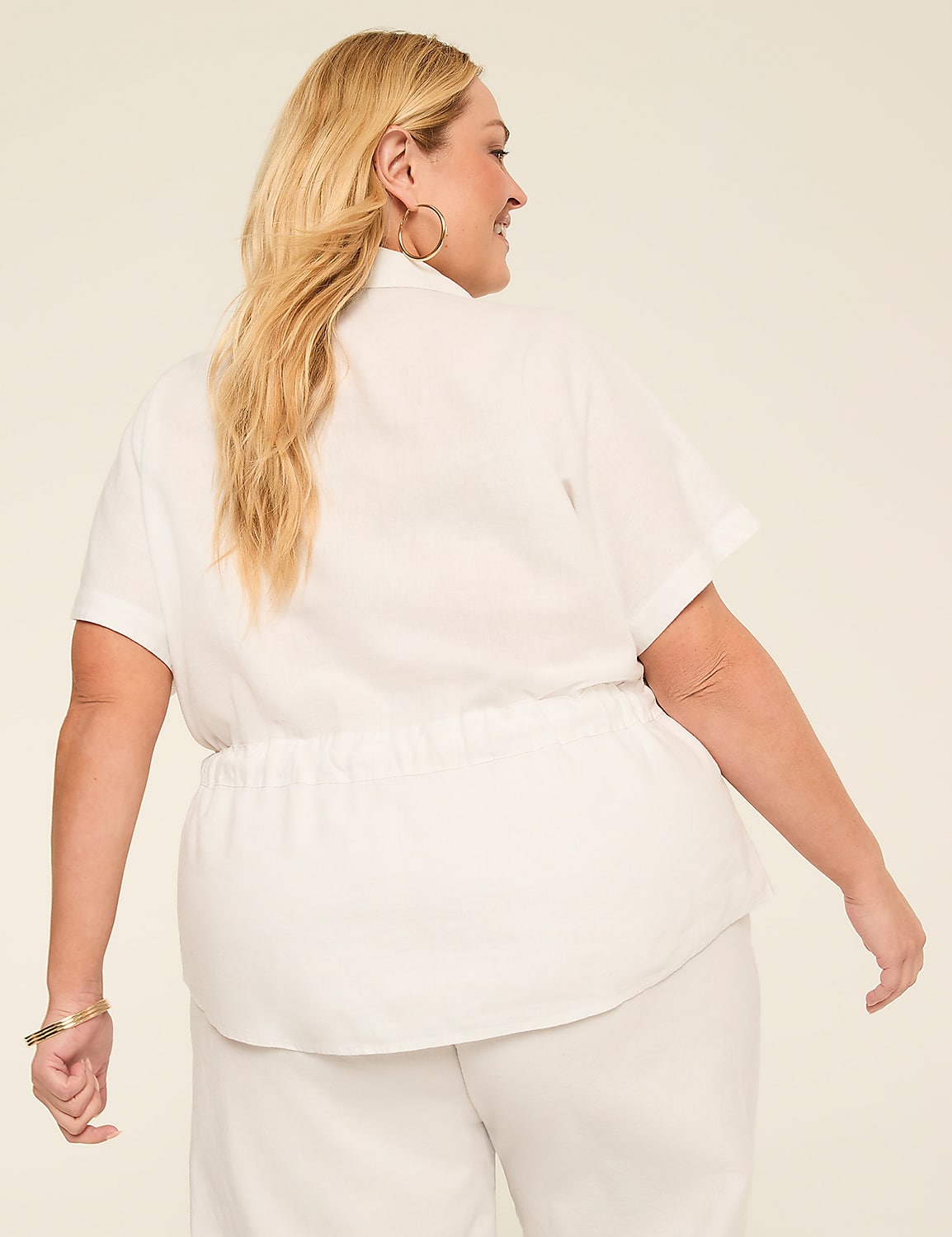 V-Neck Popover Shirt With Belted Waist Product Image 2