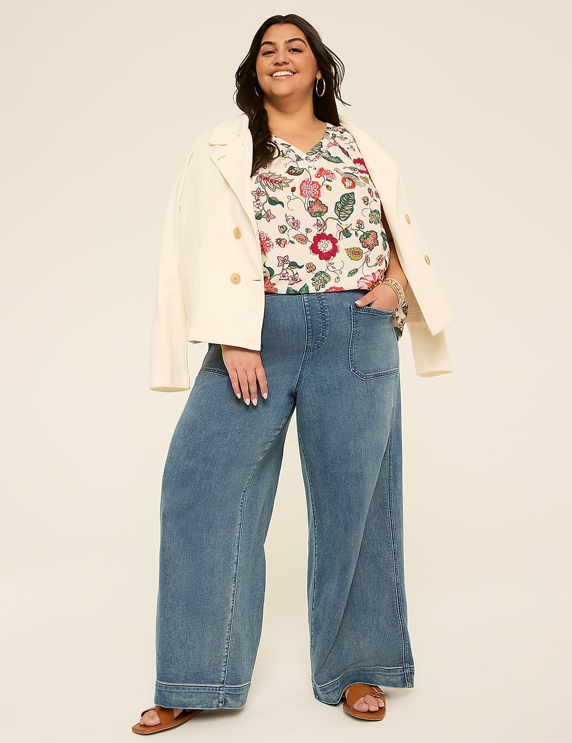 Short-Flutter-Sleeve V-Neck Popover Top Product Image 3