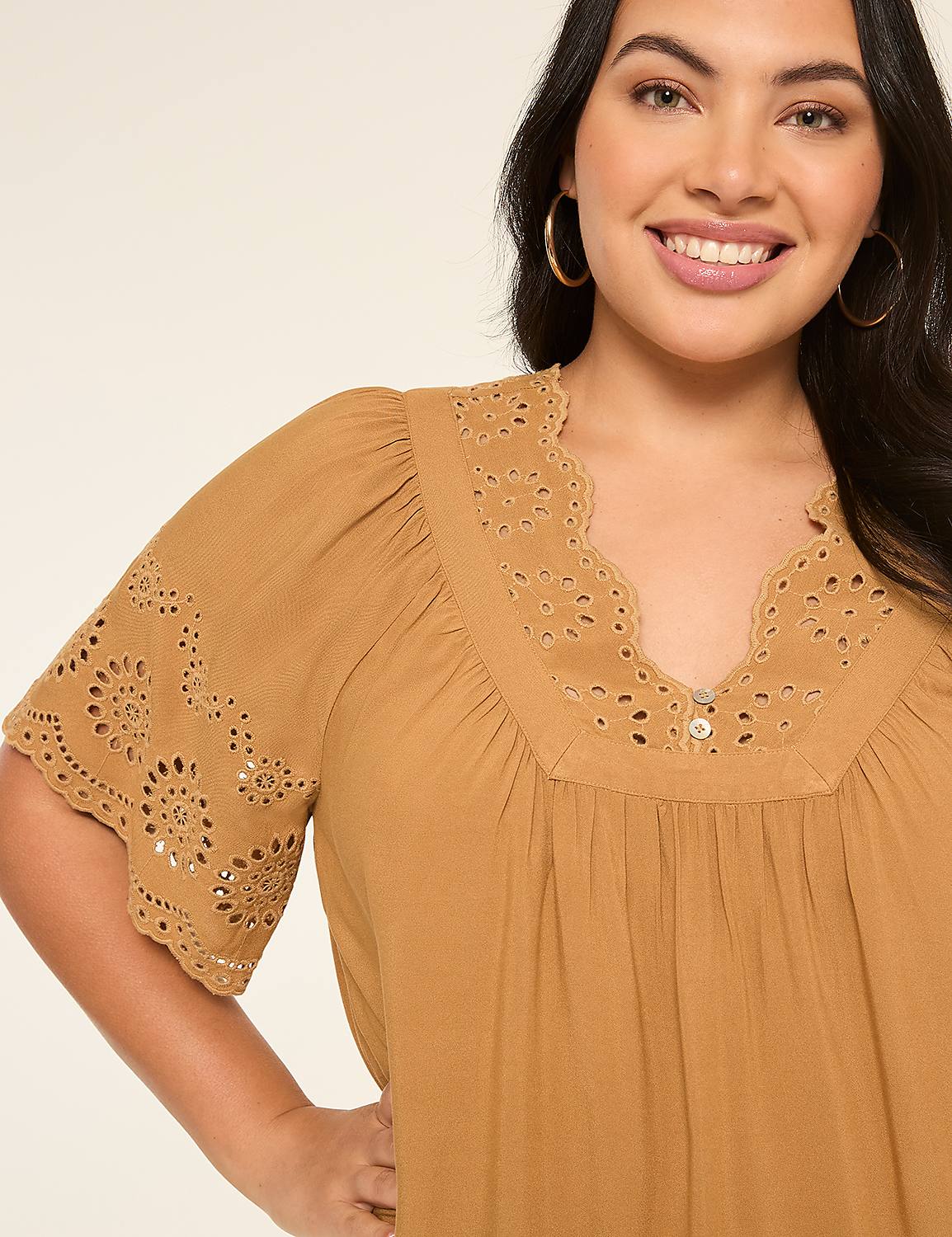 Swing V-Neck Eyelet Blouse Product Image 4