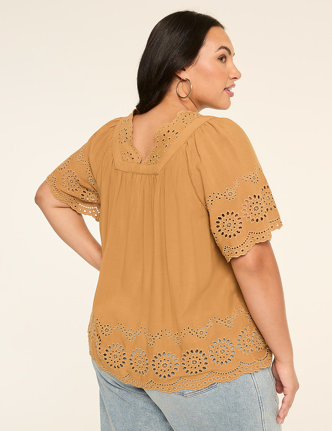Swing V-Neck Eyelet Blouse Product Image 2