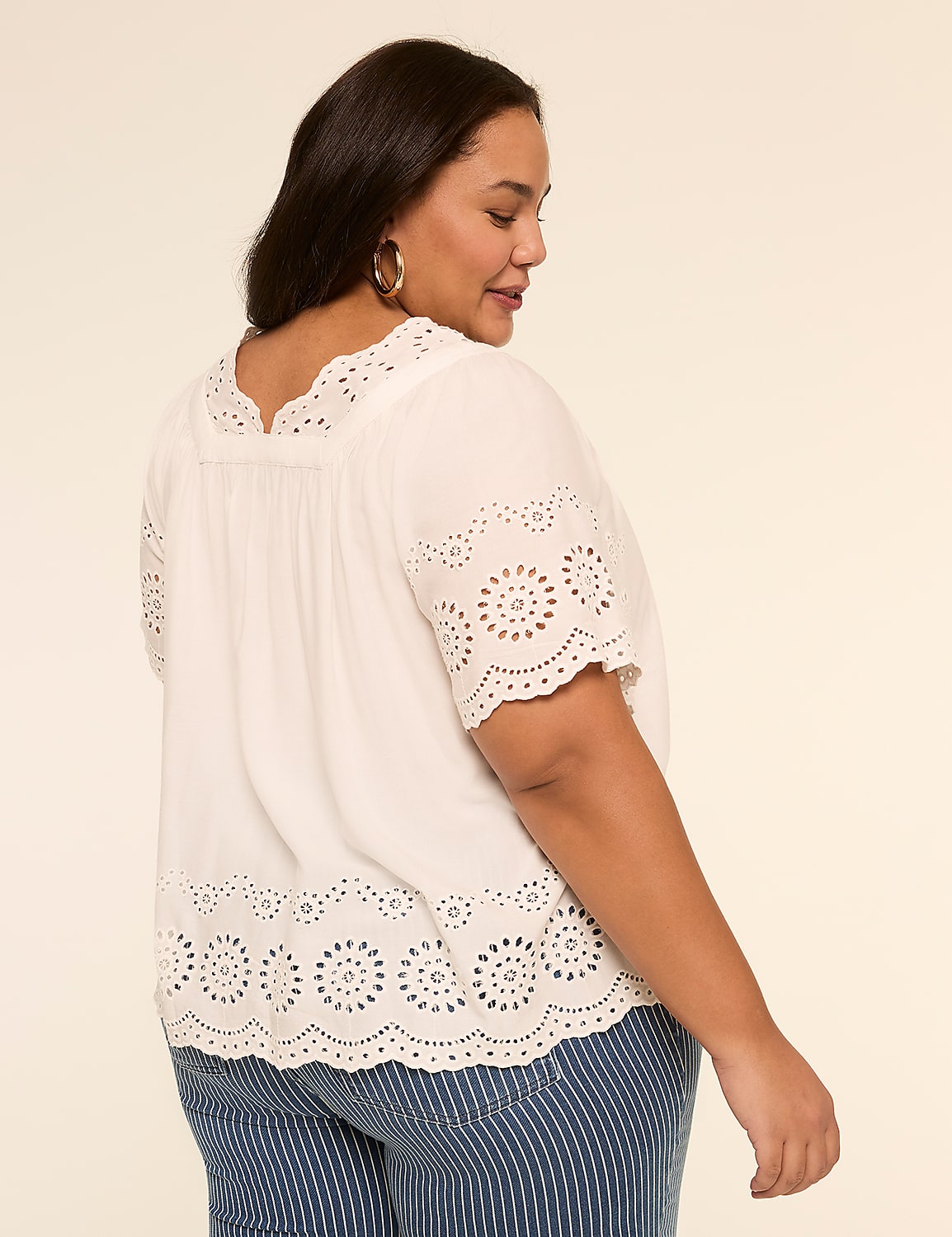 Swing V-Neck Eyelet Blouse Product Image 2