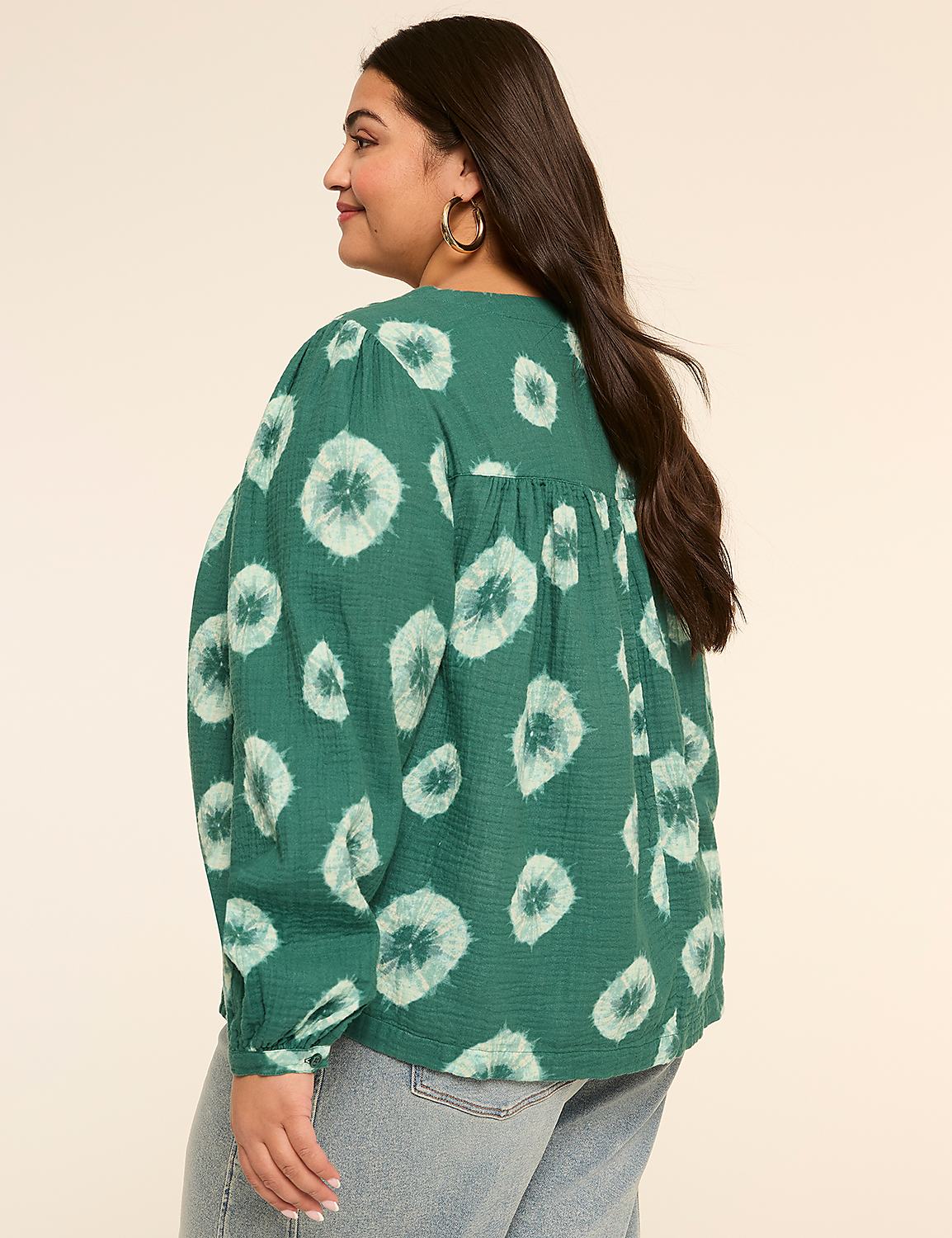 Bracelet Sleeve Tie-Neck Blouse Product Image 2