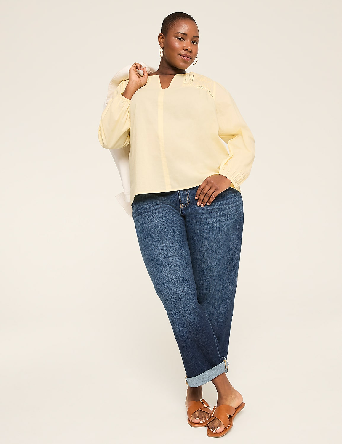 Long-Sleeve Smocked Lace Swing Top Product Image 3