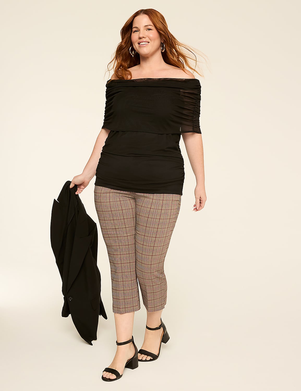 Off-The-Shoulder Side Ruched Mesh Top Product Image 3