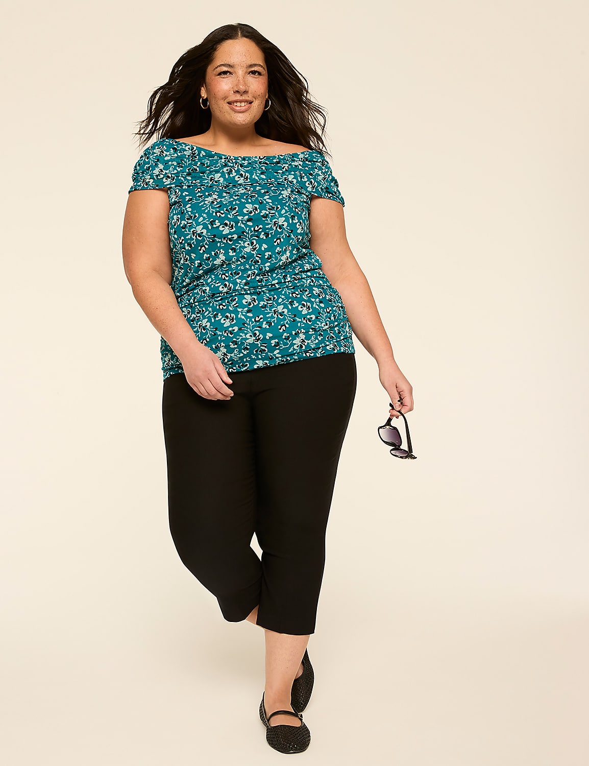 Off-The-Shoulder Side Ruched Mesh Top Product Image 3