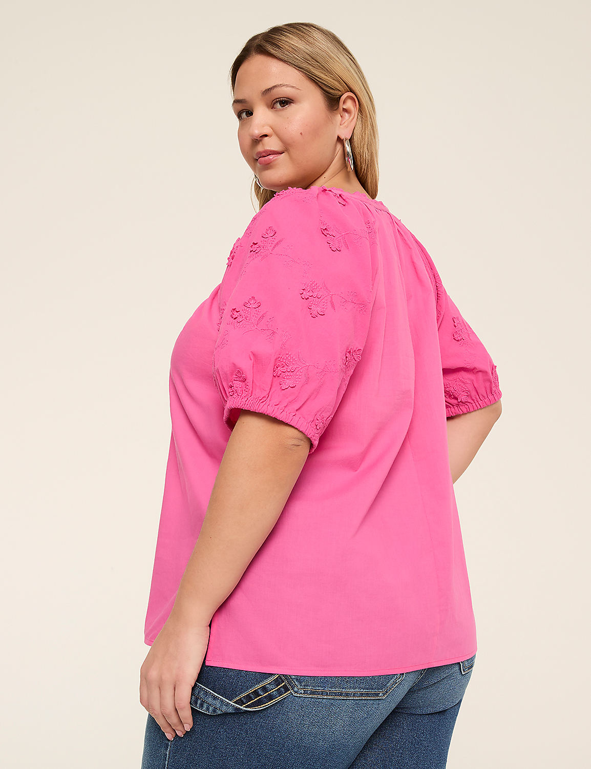 Short Puff-Sleeve Swing Blouse Product Image 2