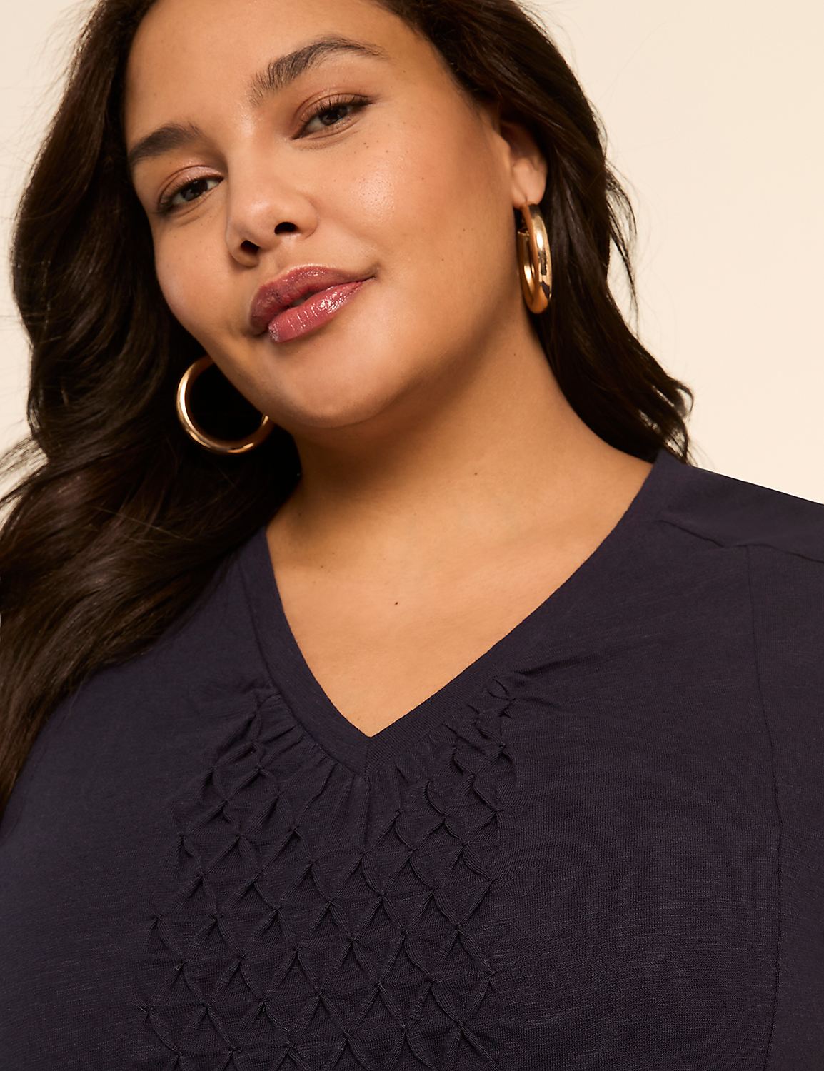 Short-Sleeve V-Neck Smocked Top Product Image 4