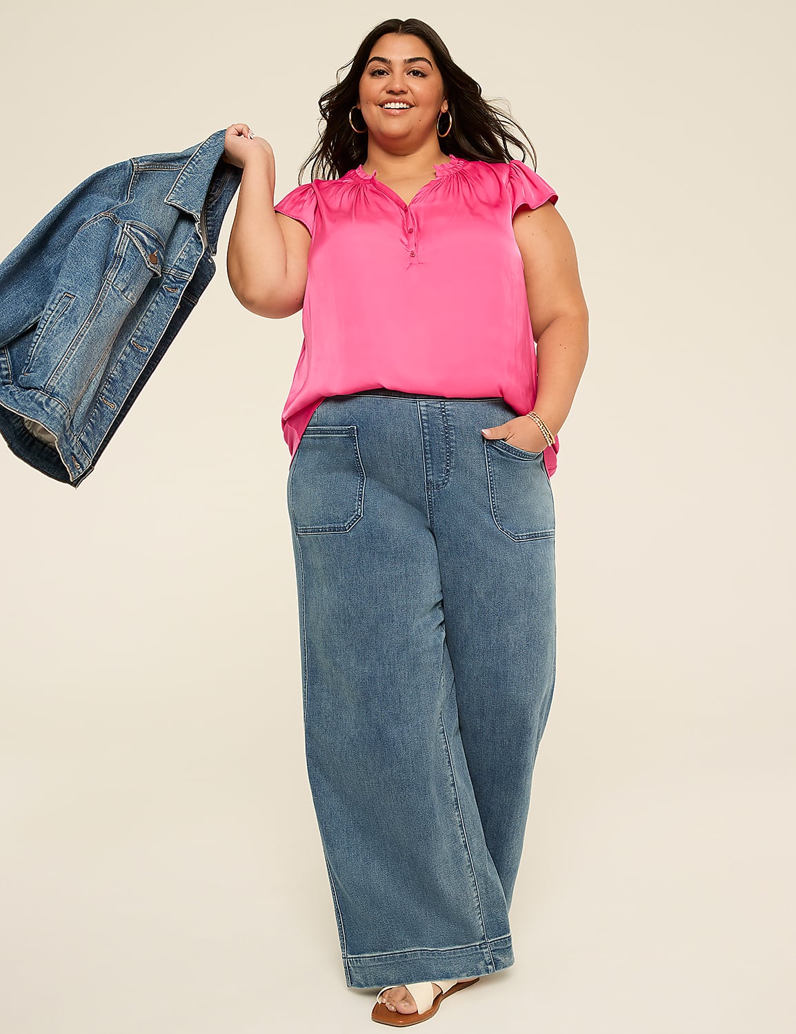 Flutter-Sleeve Notch-Neck Top Product Image 3