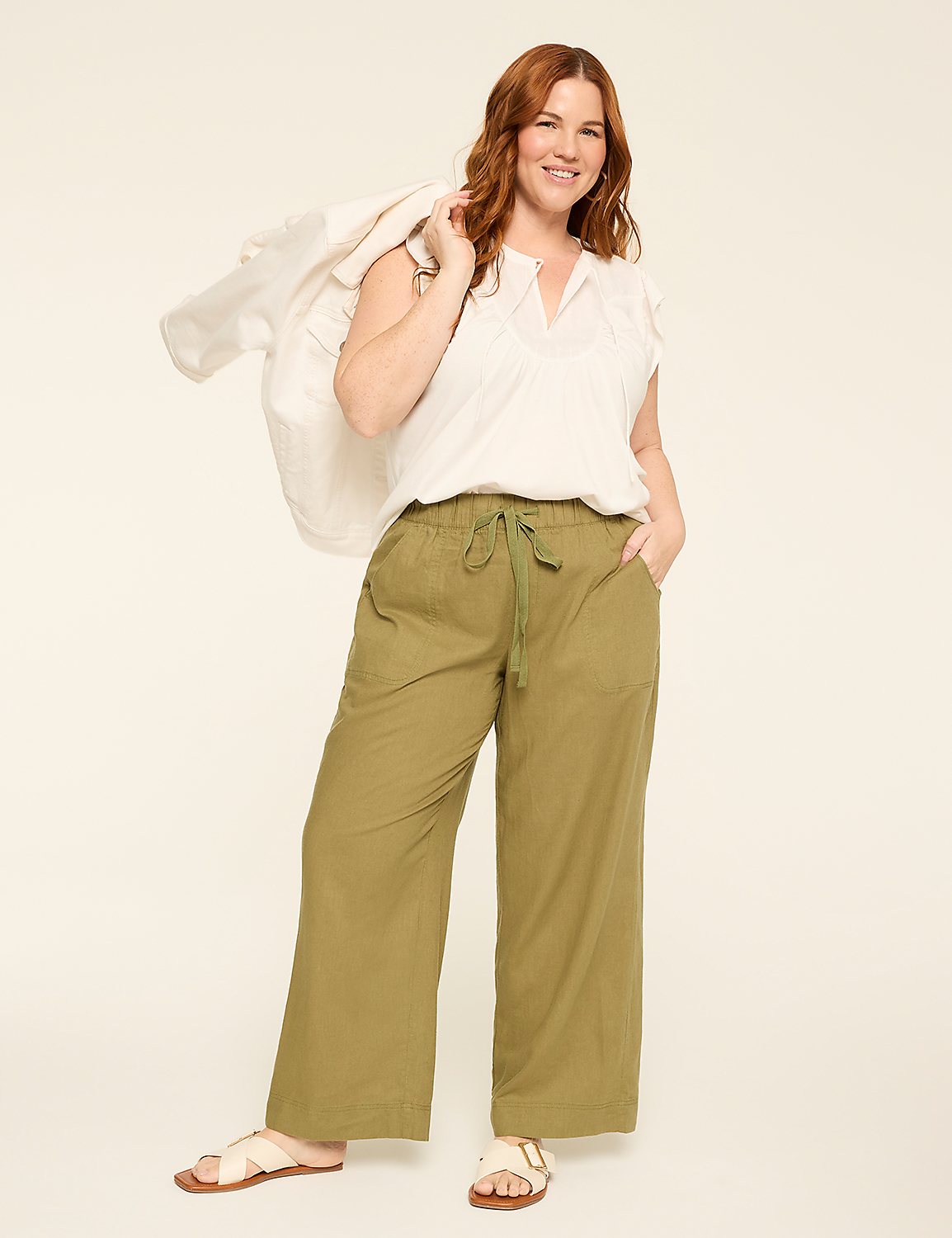 Linen-Blend Wide Leg Pant Product Image 3