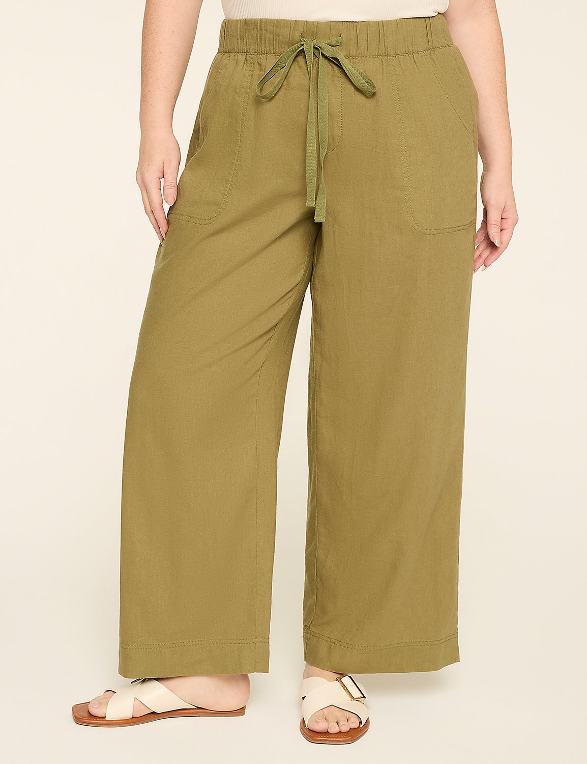 Linen-Blend Wide Leg Pant Product Image 1