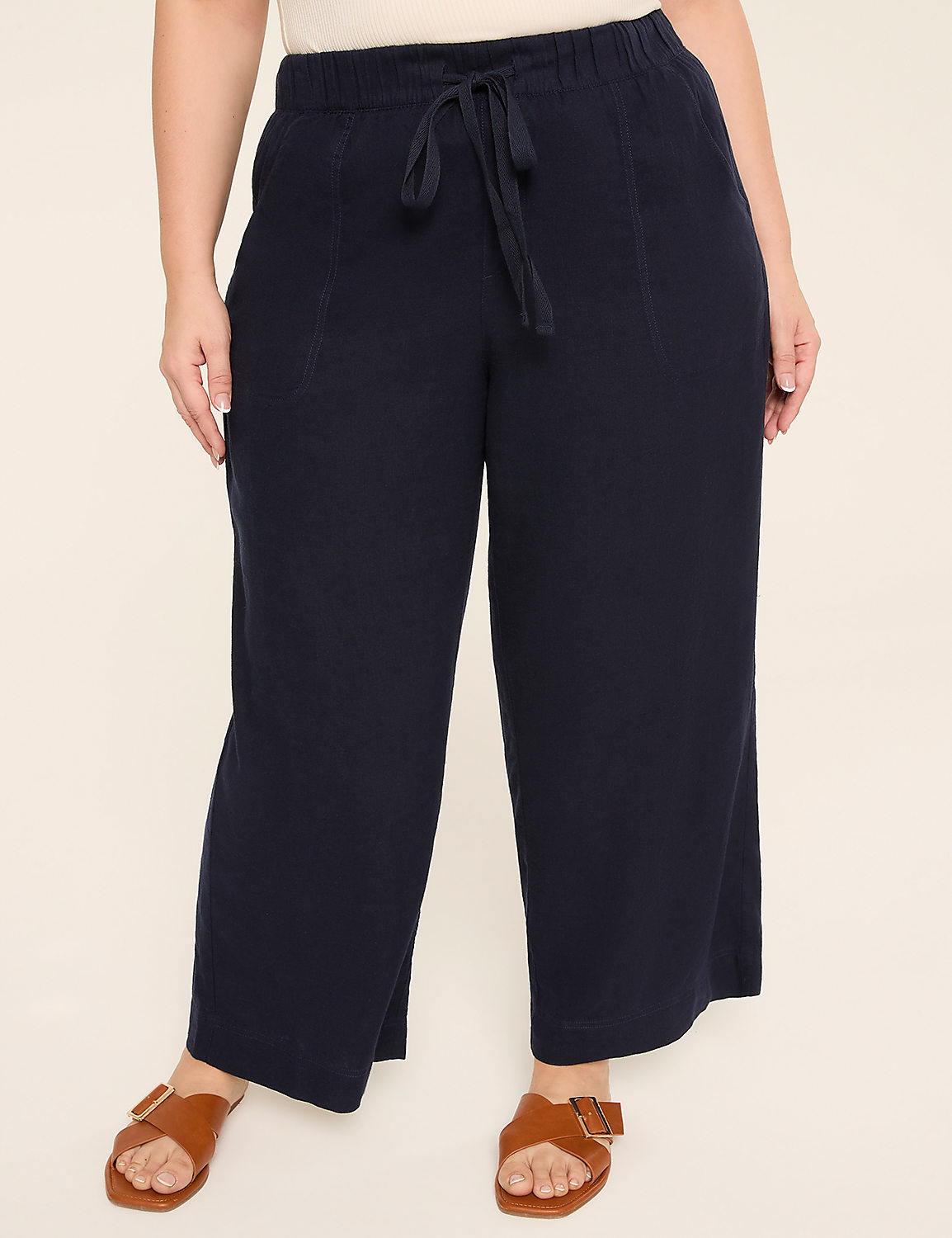 Linen-Blend Wide Leg Pant Product Image 1
