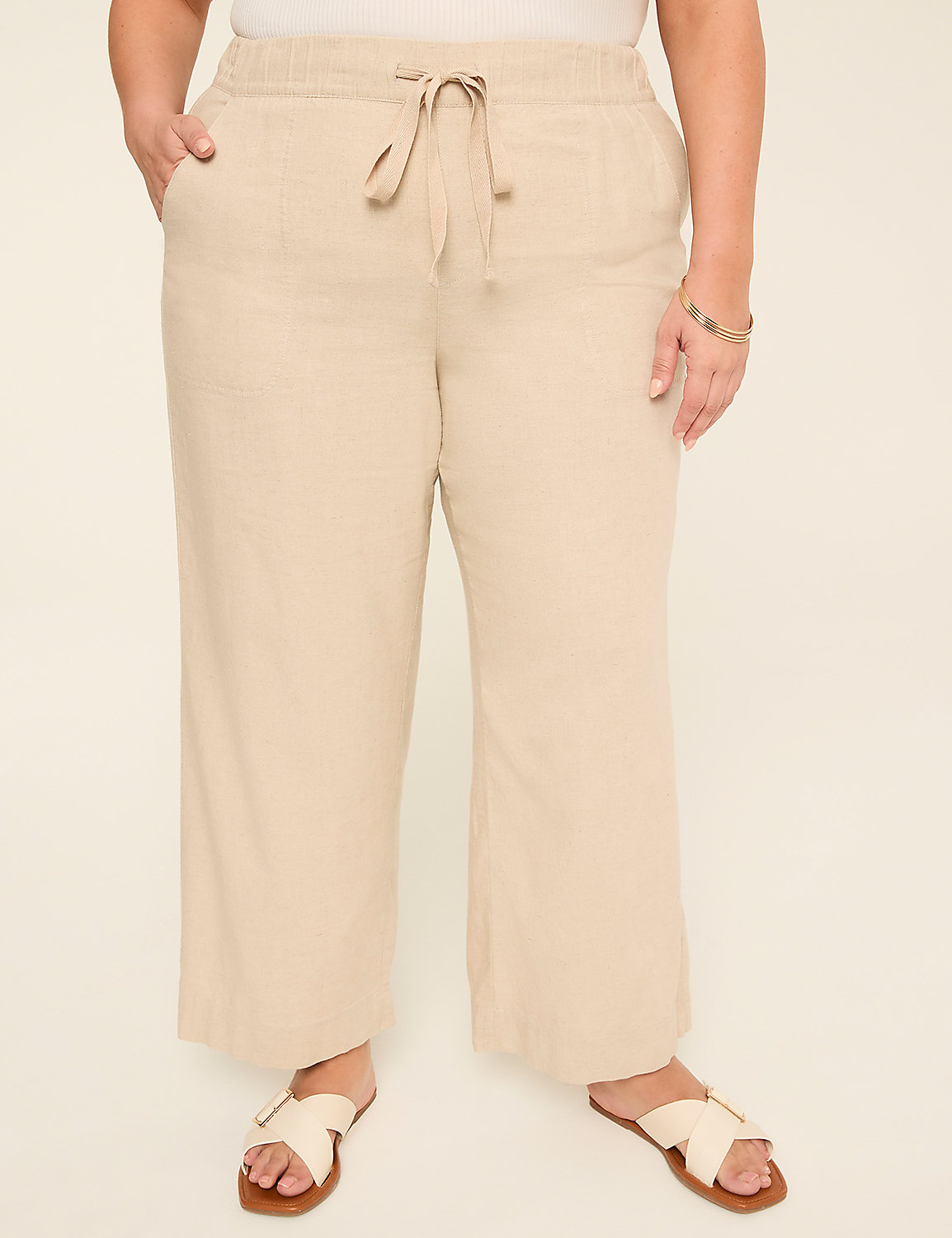 Linen-Blend Wide Leg Pant Product Image 1