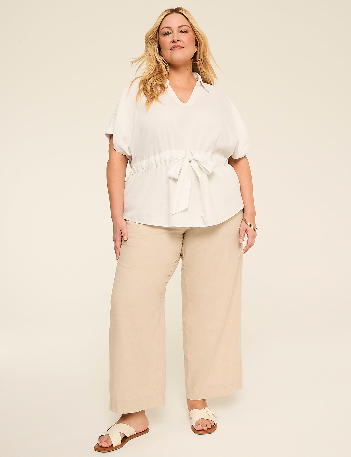 Linen-Blend Wide Leg Pant Product Image 3