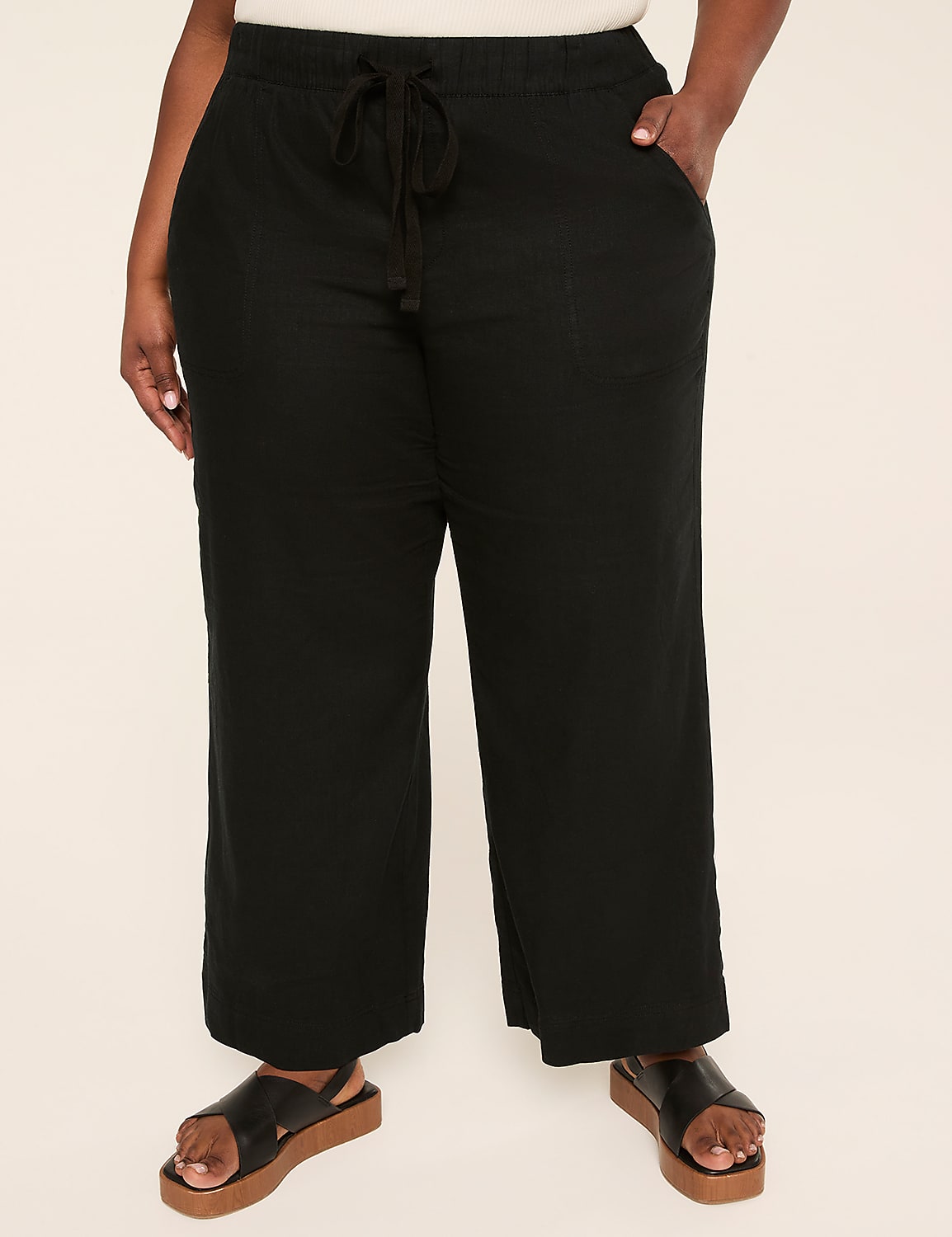 Linen-Blend Wide Leg Pant Product Image 1