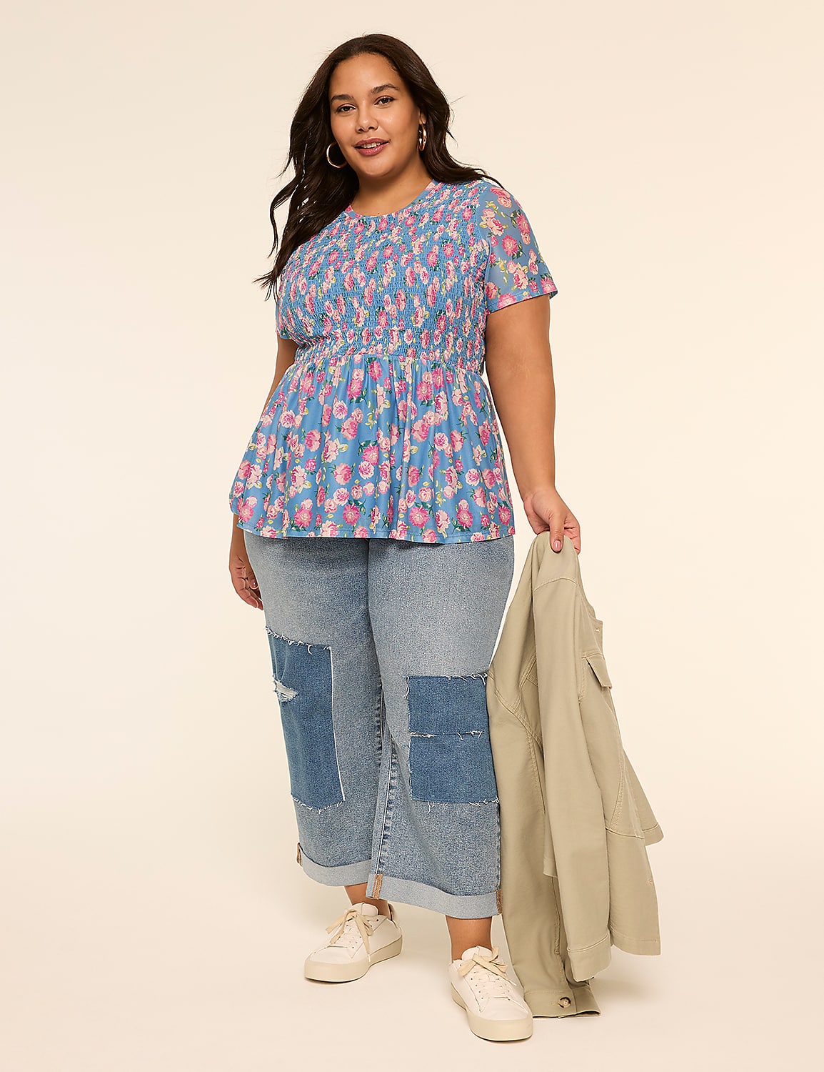 Short-Sleeve Peplum Top Product Image 3