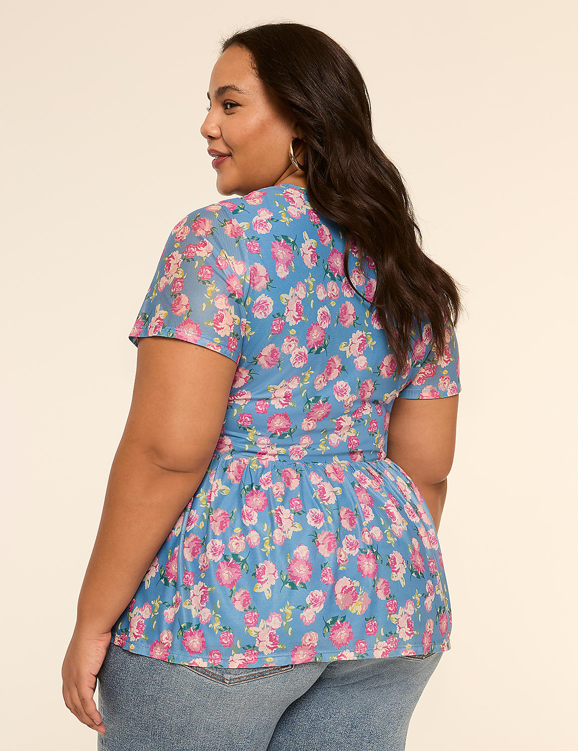 Short-Sleeve Peplum Top Product Image 2