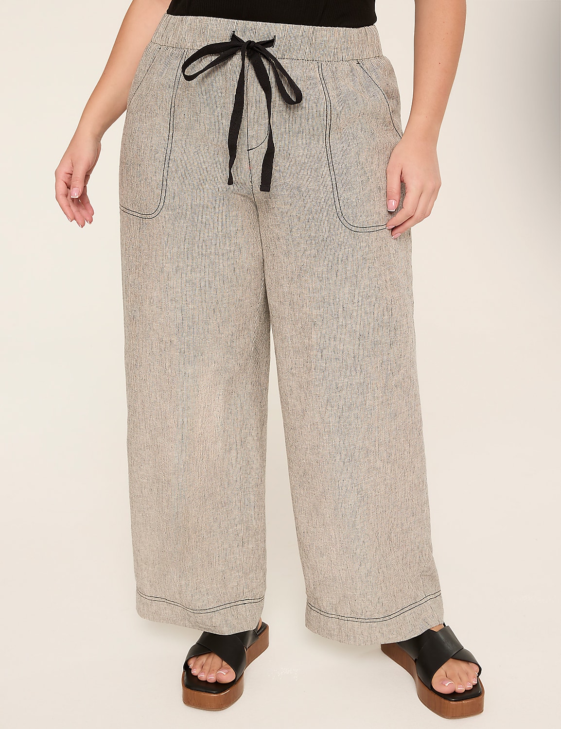 Linen-Blend Wide Leg Pant Product Image 1