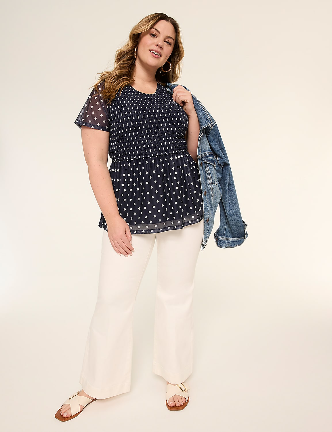 Short-Sleeve Peplum Top Product Image 3