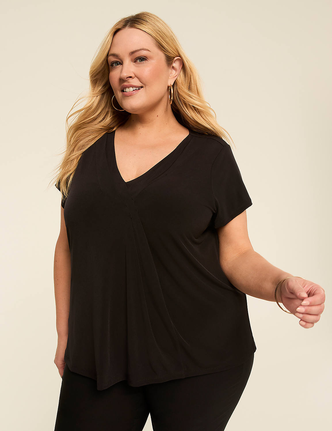 Swing Cap-Sleeve Pleat-Front Top Product Image 1