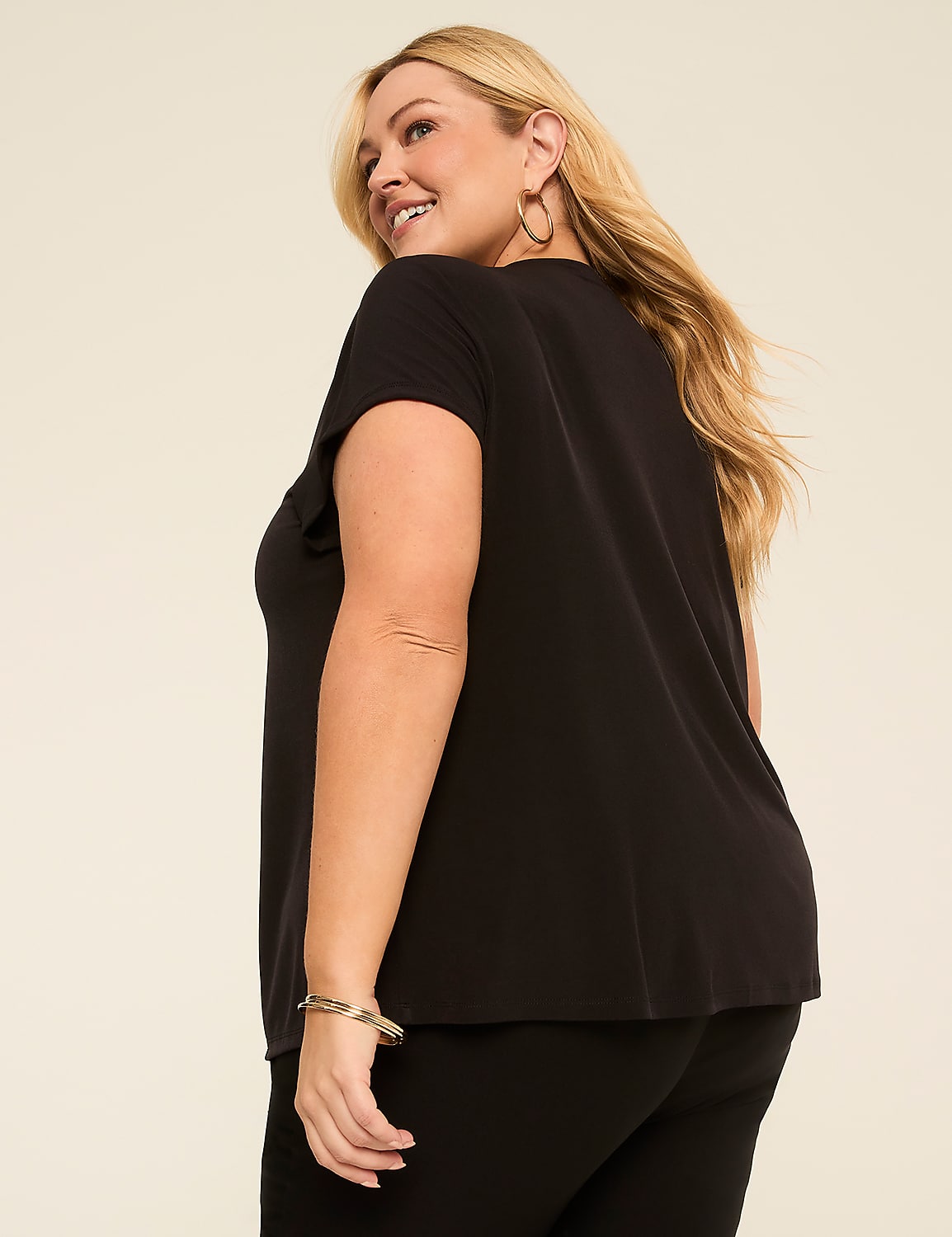 Swing Cap-Sleeve Pleat-Front Top Product Image 2