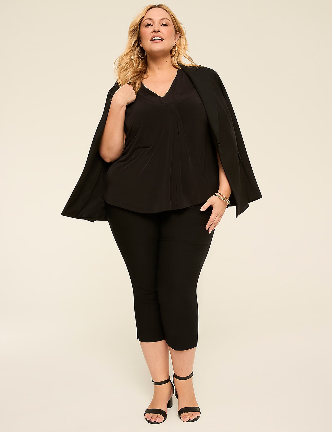 Swing Cap-Sleeve Pleat-Front Top Product Image 3
