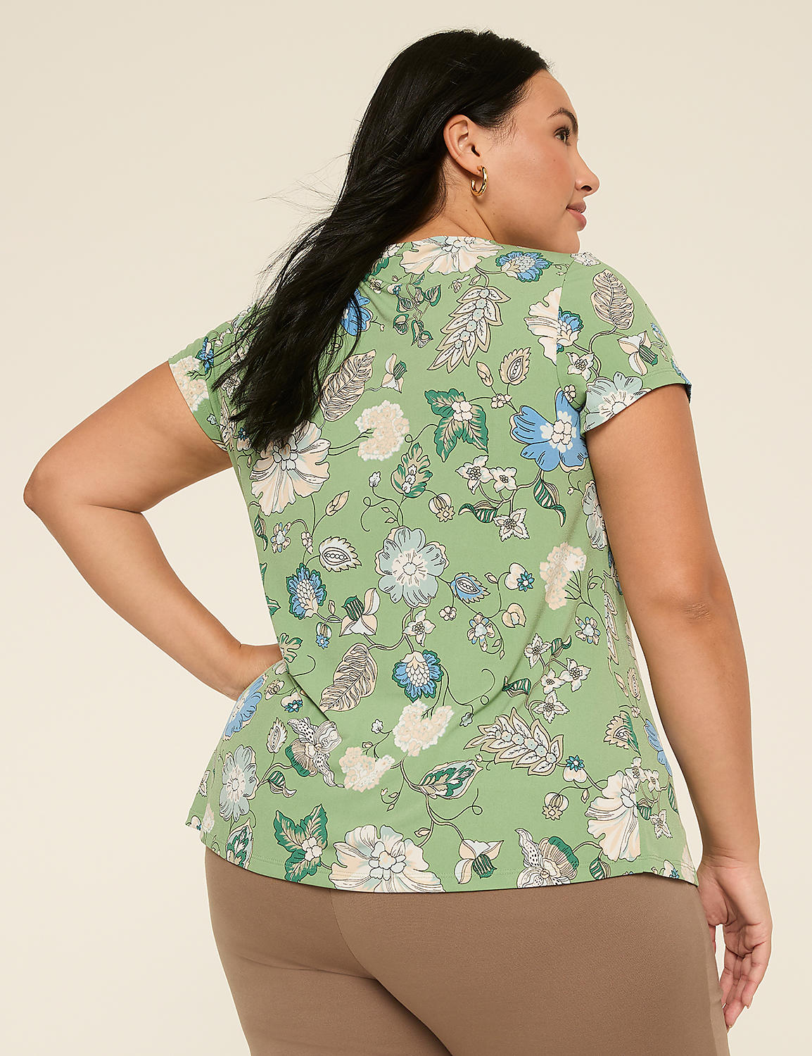 Swing Cap-Sleeve Pleat-Front Top Product Image 2