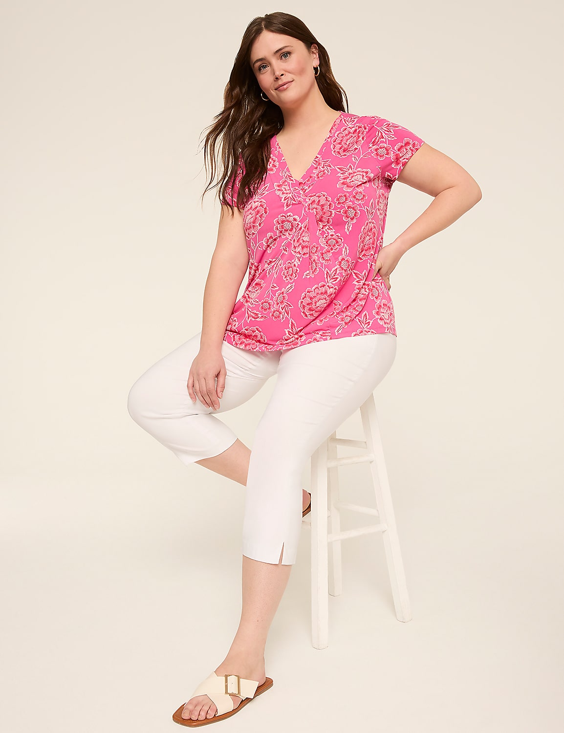 Swing Cap-Sleeve Pleat-Front Top Product Image 3