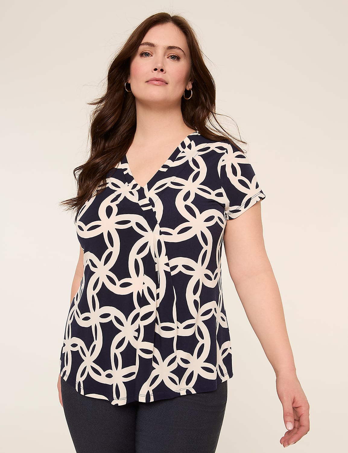 Swing Cap-Sleeve Pleat-Front Top Product Image 1
