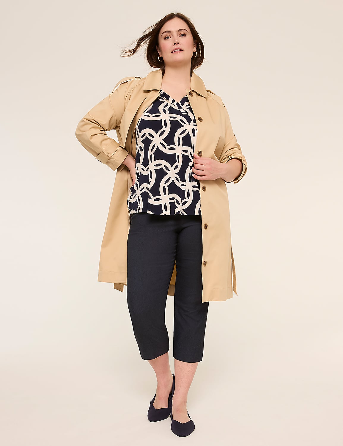 Swing Cap-Sleeve Pleat-Front Top Product Image 3