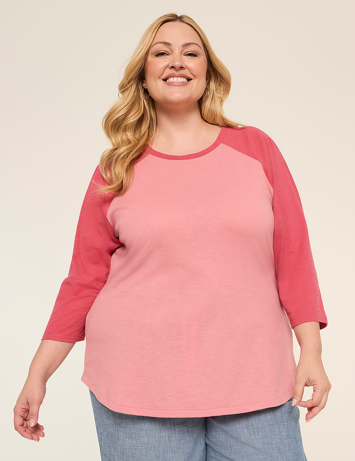3/4 Puff Sleeve Baseball Tee Product Image 1