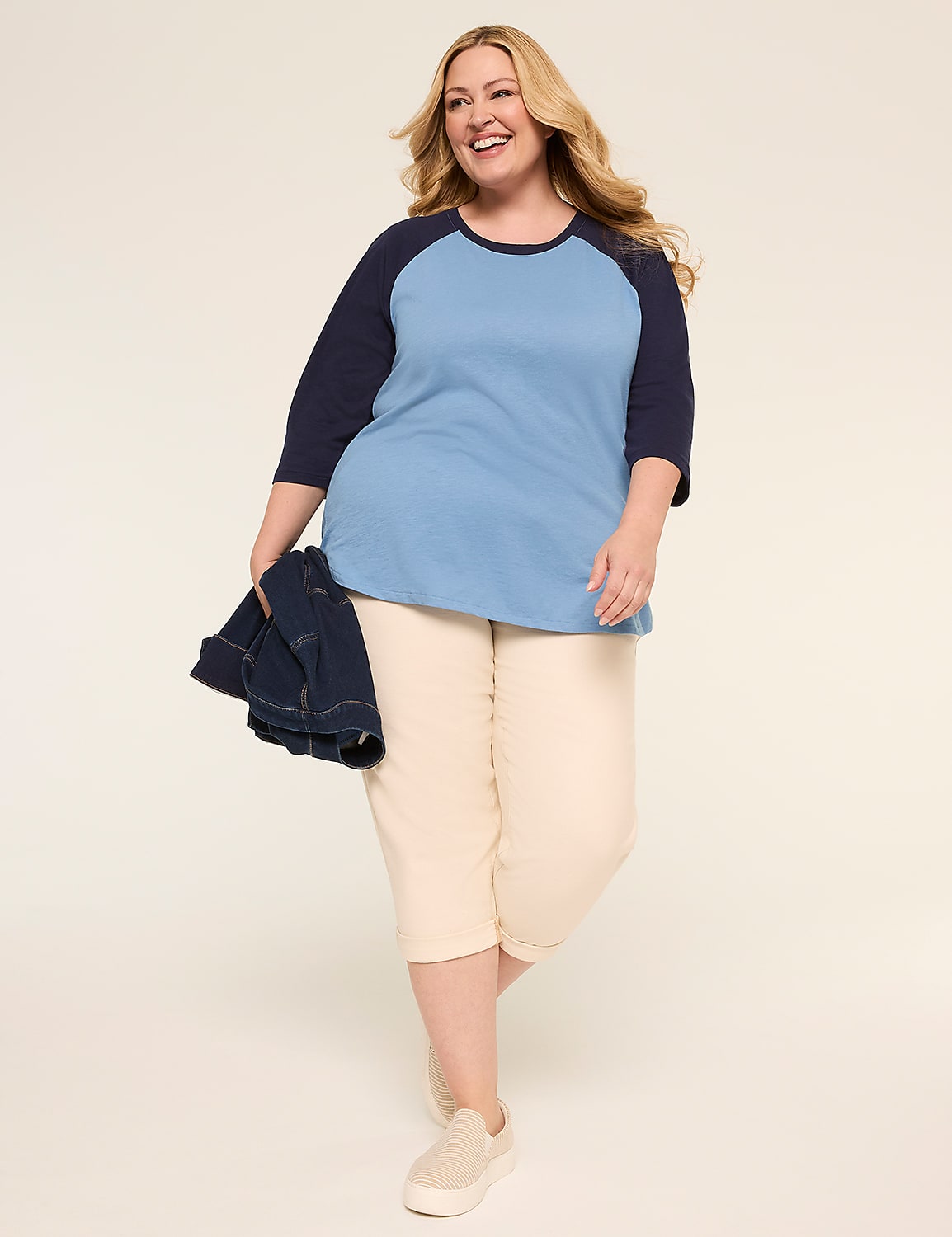 3/4 Puff Sleeve Baseball Tee Product Image 3