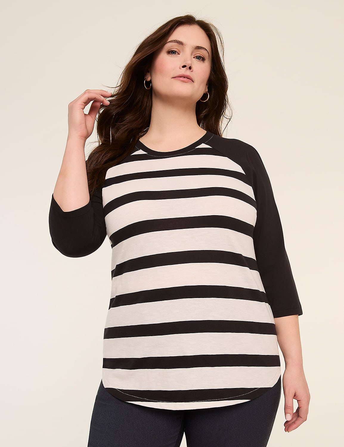 3/4 Puff Sleeve Baseball Tee Product Image 1