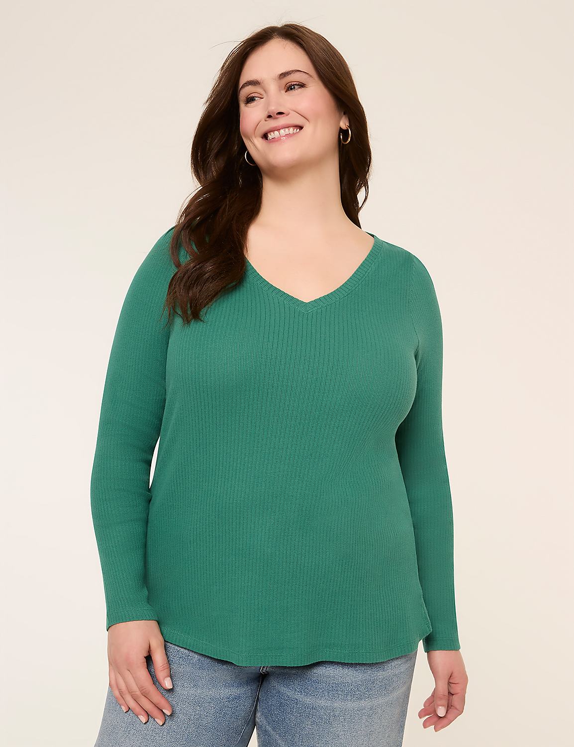 V-Neck Rib Tee Product Image 1
