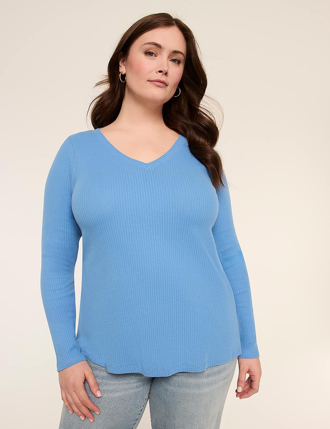 V-Neck Rib Tee Product Image 1