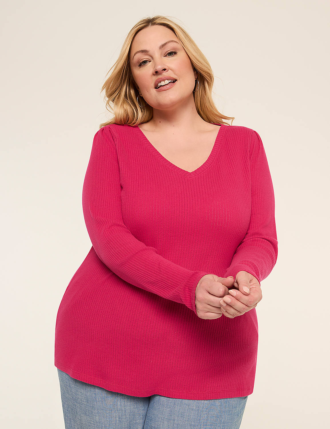 V-Neck Rib Tee Product Image 1