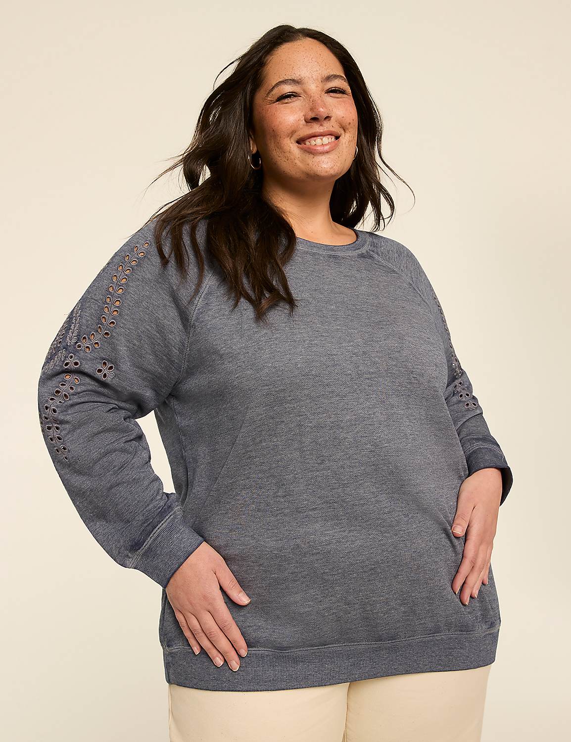 Long-Sleeve Crew-Neck Sweatshirt Product Image 1