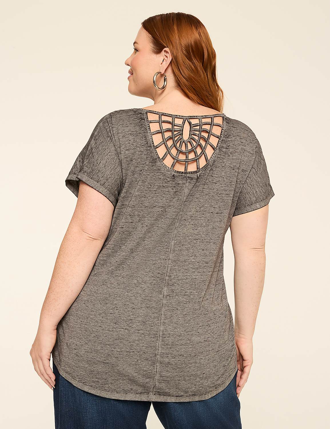 Scoop-Neck Short-Sleeve Strappy Back Faith Graphic Tee Product Image 2