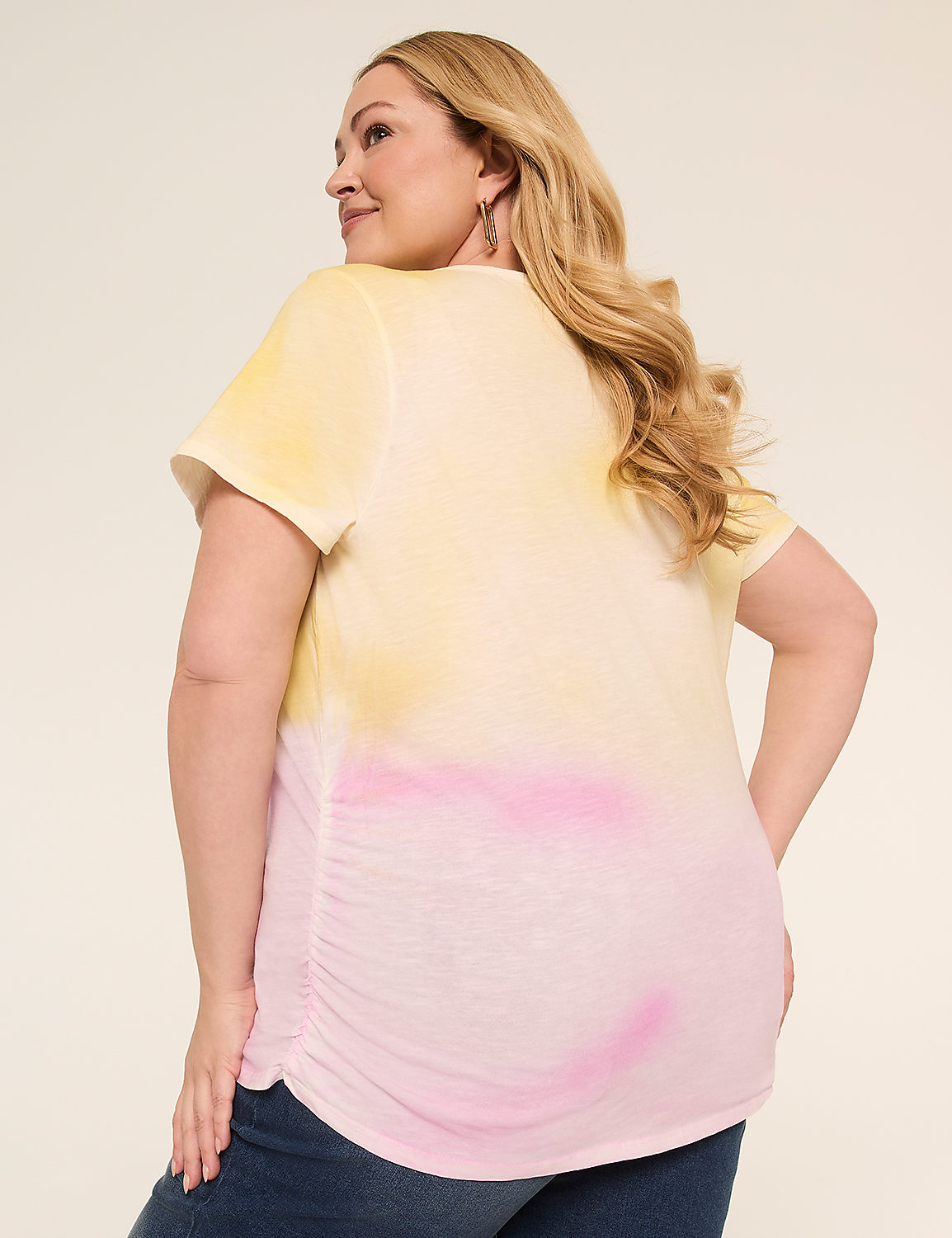 Short-Sleeve V-Neck Side-Ruched Tee Product Image 2