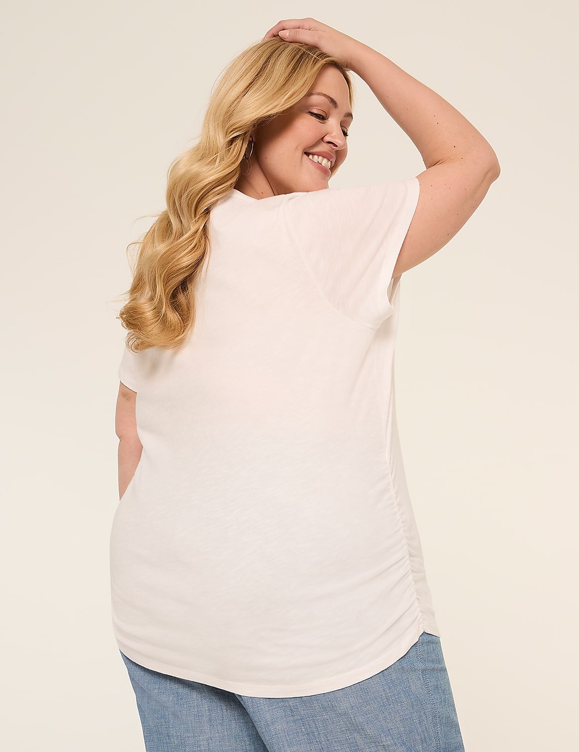 Short-Sleeve V-Neck Side-Ruched Tee Product Image 2
