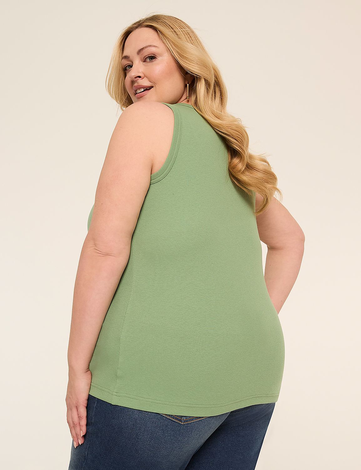 Deep V-Neck Rib Layering Tank Product Image 2
