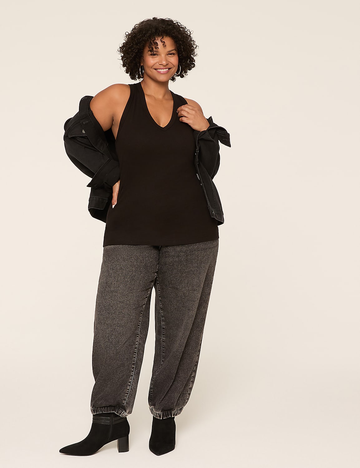 Deep V-Neck Rib Layering Tank Product Image 3