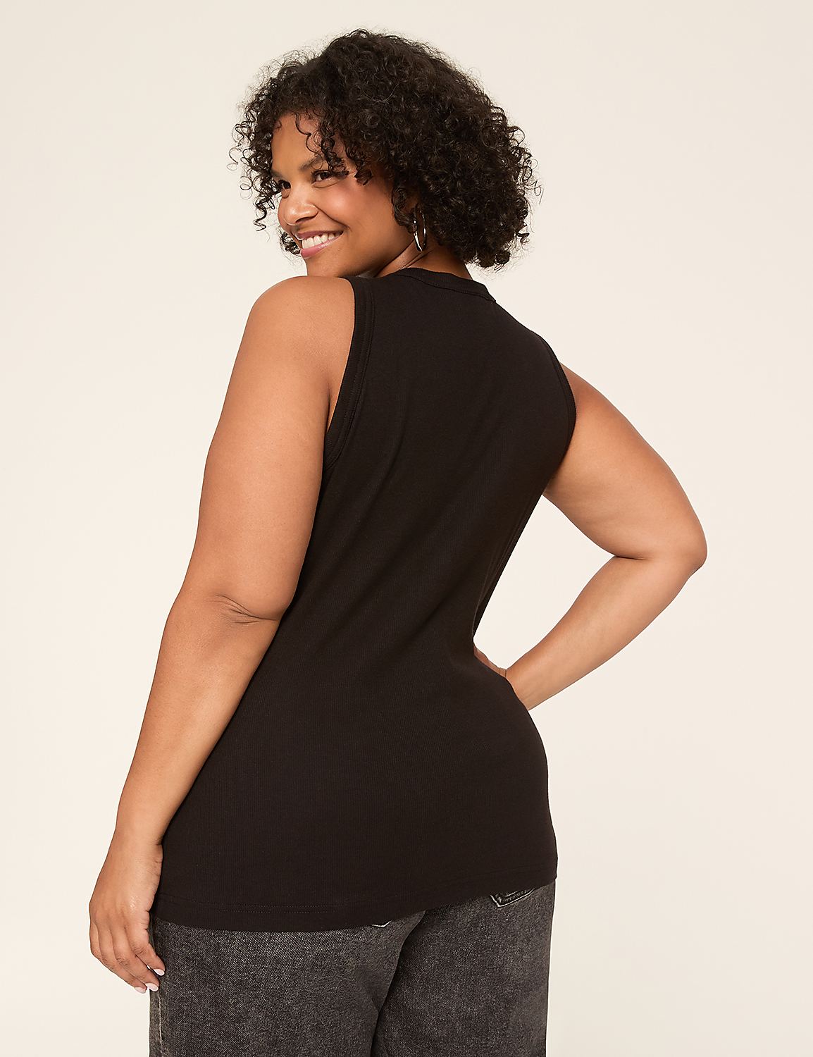 Deep V-Neck Rib Layering Tank Product Image 2