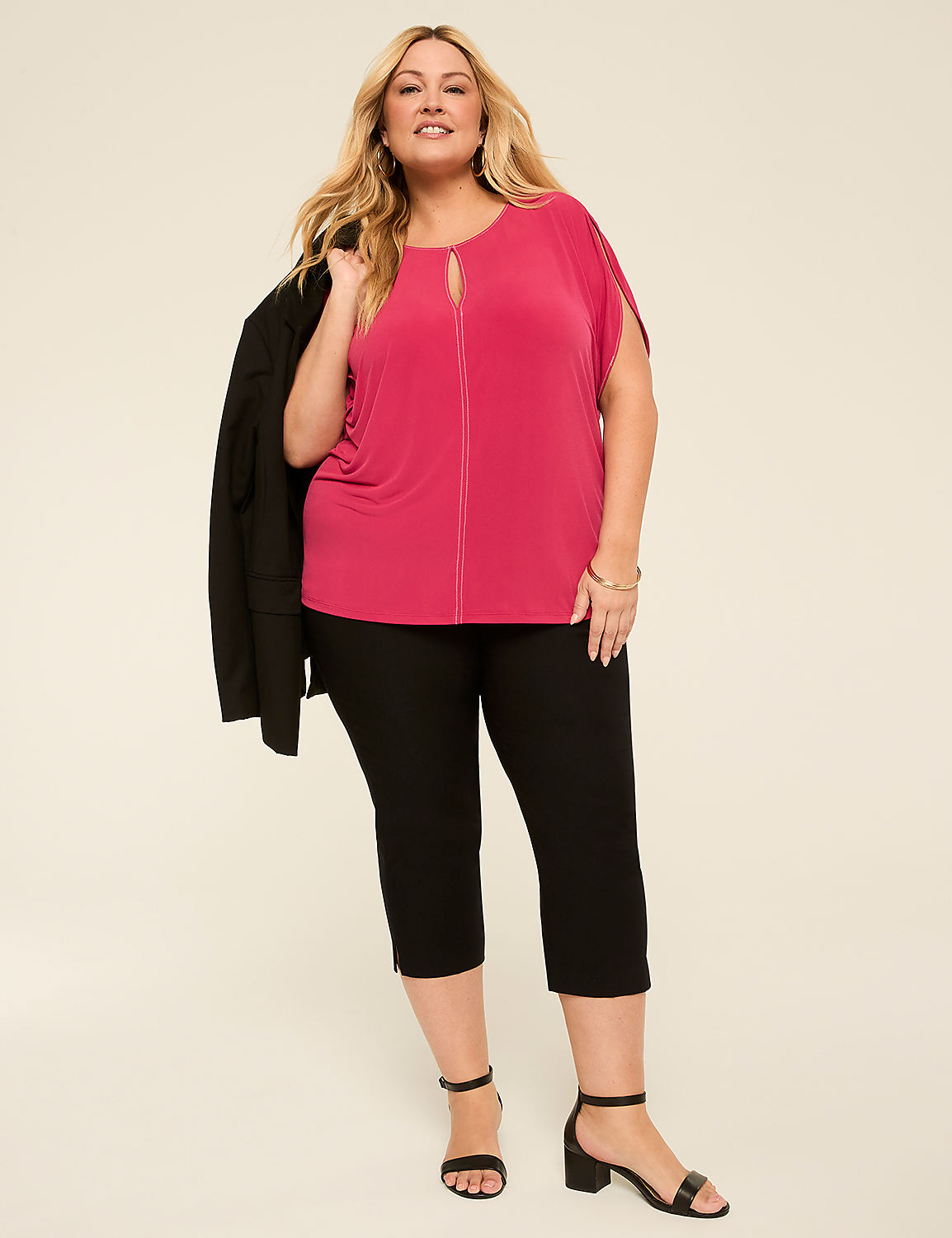 Split-Sleeve Keyhole Top Product Image 3