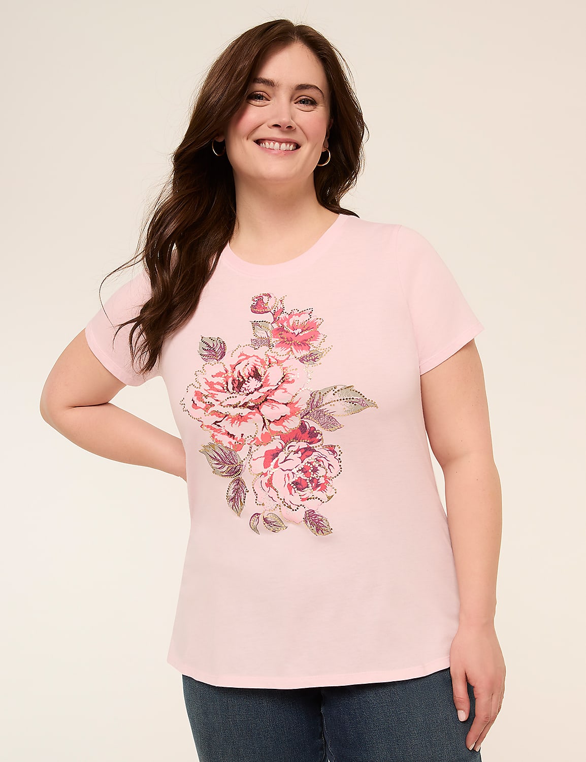 Crew-Neck Flower Bouquet Graphic Product Image 1