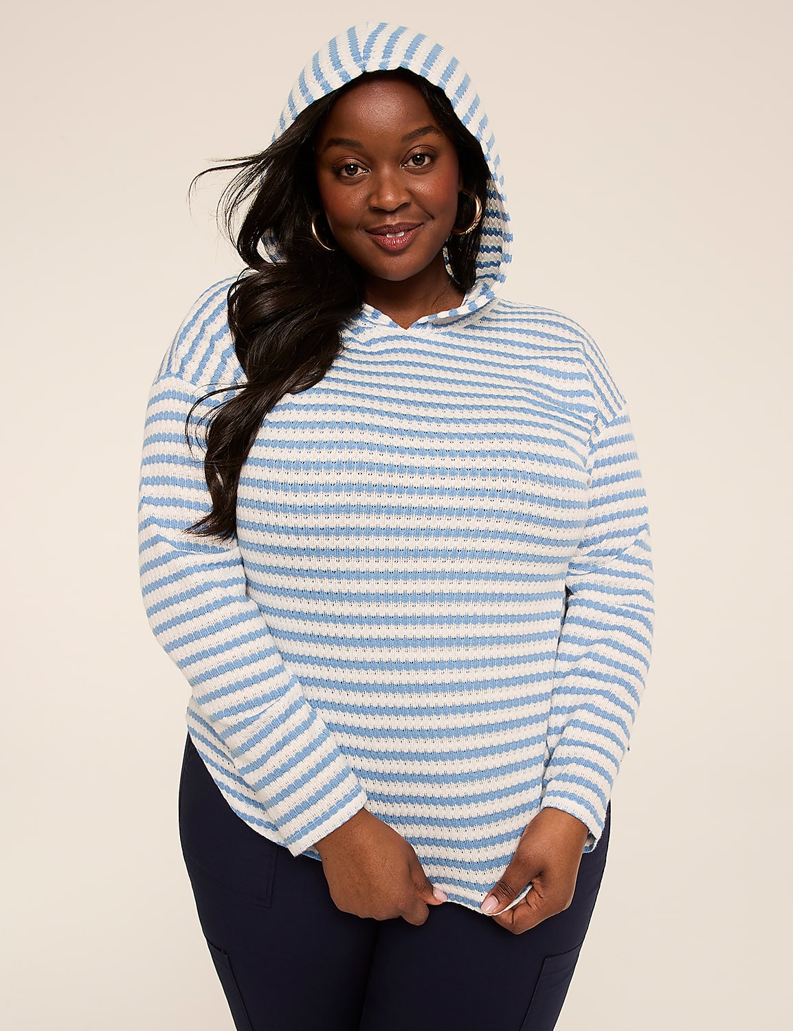 Long-Sleeve Striped Hoodie Product Image 1